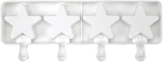 1 Pack Cute Stars Shape Popsicle Molds Silicone Ice Pop Molds 4 Cavities Popsicle Molds for Kids Adults Ice Cream Mold Cakesicles Mould DIY Popsicle Maker Homemade Popsicle Silicone Molds T