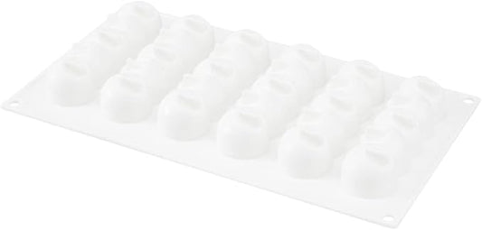 Pastry Tek 6 Cavities Flower Mold, 1 Oven-Ready Flower Chocolate Mold - Flexible, Freezable, White Silicone Flower Candy Mold, Easy Release, For Baking - Restaurantware