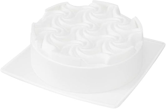 Restaurantware Pastry Tek 6.8 Inch Swirl Cake Pan 1 Oven-Ready Silicone Bundt Cake Pan - Flexible Freezable White Silicone Small Cake Mold Easy Release For Baking Desserts