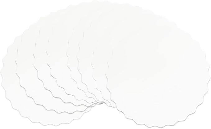 qiqee 8 Inch White Wave Cake Boards Round 50-Packs Circles Rounds Base Food-Grade Cardboard Wave Cake Plate(Thinner But Stronger)