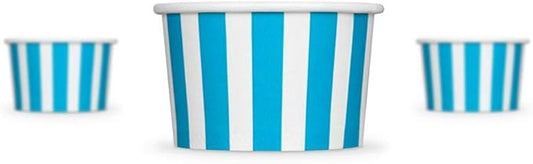 UNIQ 1000-Count 4 oz Striped Paper Ice Cream Cups Blue Color | Disposable Dessert Bowls in Multiple Colors Frozen Dessert Supplies