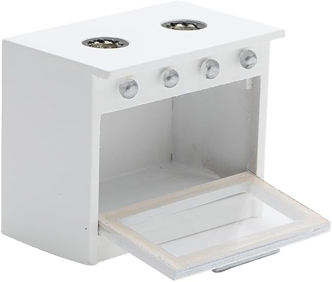 VICASKY Dollhouse Miniature Stove Kitchen Toys for Dollhouse - 1 12 Scale Kitchen Accessory Mini White Plastic Stove Cooking Cabinet Scenery Cooker Furniture DIY Supplies for Kids Play and Decor