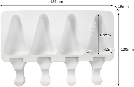 1 Pack Cute Triangle Shape Popsicle Molds Silicone Ice Pop Molds 4 Cavities Popsicle Molds for Kids Adults Ice Cream Mold Cakesicles Mould DIY Popsicle Maker Homemade Popsicle Silicone Molds H