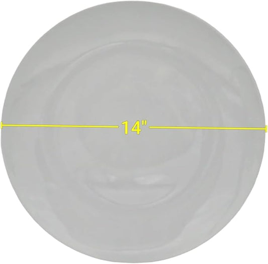 Festcool 2X14-inch Porcelain Circular Platters/Serving Plates, Platter, White, Stackable, Set of 2