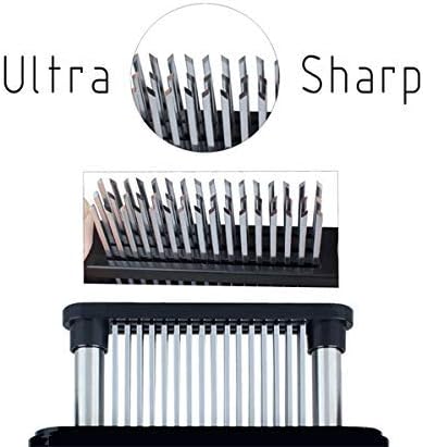 ZXZ Meat Tenderizer, 48 Stainless Steel Blades for Beef Steak Chicken | 48 sharp stainless steel needles; auto-retractable safety cover; fast marinating; for pork fish turkey; dishwasher safe