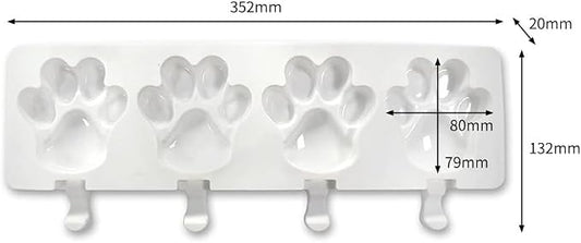1 Pack Cute Paw Shape Silicone Ice Pop Molds - 4 Cavities for Kids & Adults - DIY Popsicle Maker