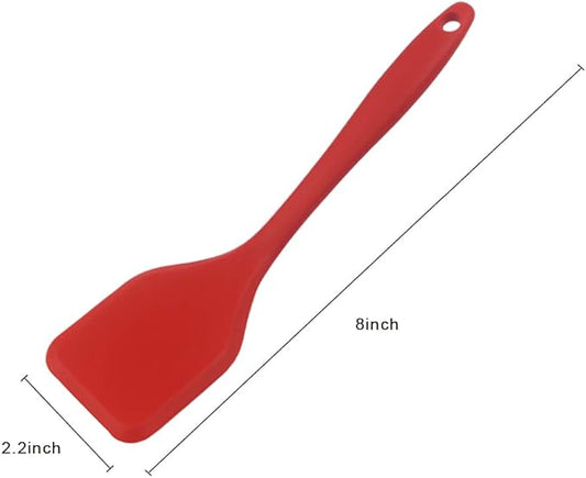 2 Pieces Mini Spatula Small Spatula Brownie Serving Set Flexible Nonstick Silicone Red Serve Slotted Spatula Turner for Cooking, Baking & Flipping Eggs