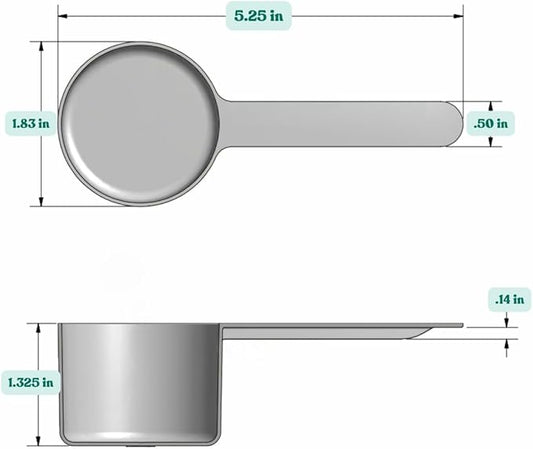 48 mL (48 CC | 1.62 Oz.) Long Handle Scoop for Measuring Coffee, Pet Food, Grains, Protein, Spices and Other Dry Goods (Pack of 5)