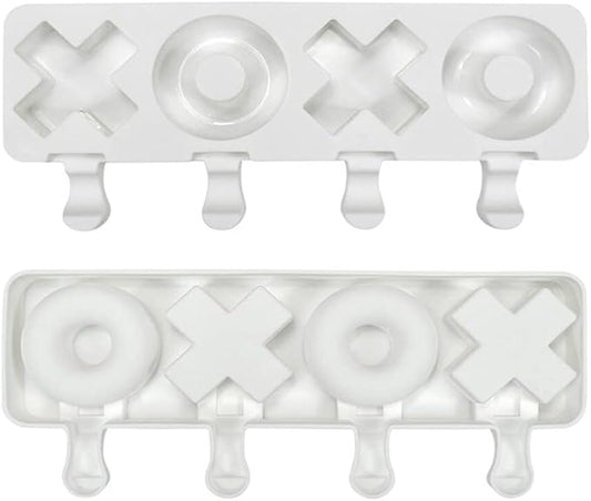 Eforcase Popsicle Molds, Silicone Ice Pop Cake Molds, 4 Cavities, Various Shapes & Colors, Easy to Remove, Reusable