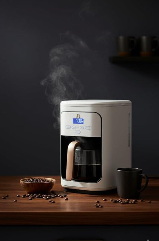 Beautiful 14-Cup Programmable Coffee Maker, Touch-Activated Display, Auto Brew with 3 Flavor Options (White Icing)