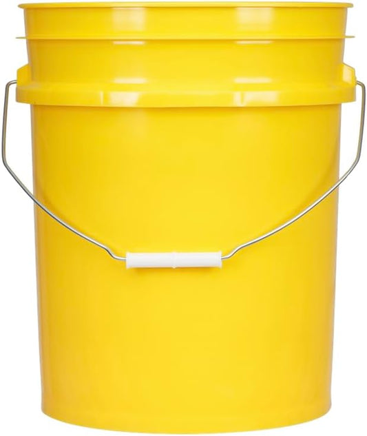 House Naturals 5 Gallon Premium HPDE Plastic Bucket - Made in USA Food Grade Storage Container, BPA Free All Purpose Pail (3, Yellow)