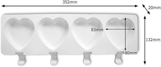 1 Pack Cute Heart Shape Popsicle Molds Silicone Ice Pop Molds 4 Cavities Popsicle Molds for Kids Adults Ice Cream Mold Cakesicles Mould DIY Popsicle Maker Homemade Popsicle Silicone Molds D