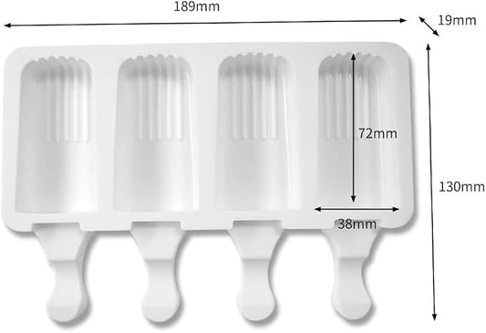1 Pack Cute Stripe Shape Popsicle Molds Silicone Ice Pop Molds 4 Cavities Popsicle Molds for Kids Adults Ice Cream Mold Cakesicles Mould DIY Popsicle Maker Homemade Popsicle Silicone Molds F