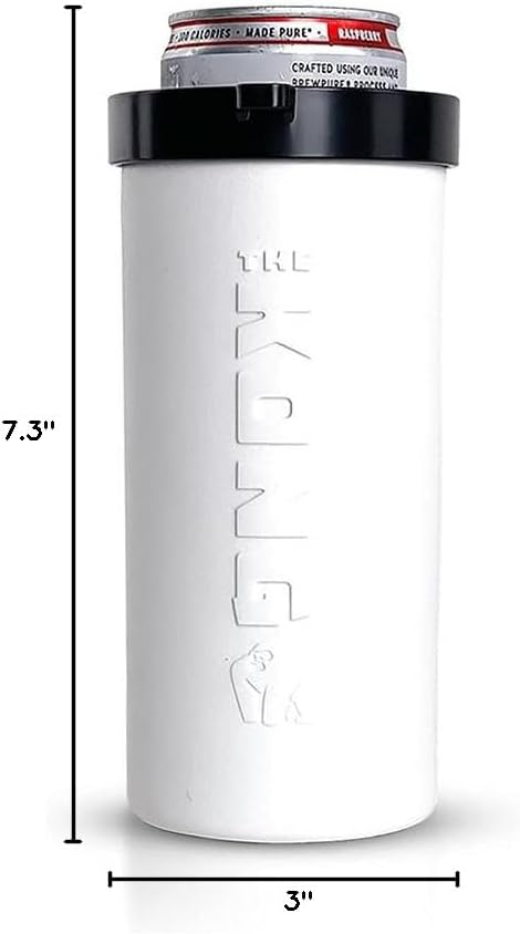 The Kong Skinny Can - Portable Coozie or Bottle Cooler/Cup With Detachable, Expandable, Hose To Funnel Your Drink (White)