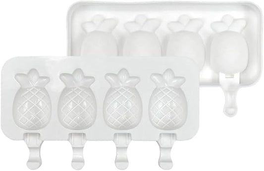 1 Pack Cute Pineapple Shape Popsicle Molds Silicone Ice Pop Molds 4 Cavities Popsicle Molds for Kids Adults Ice Cream Mold Cakesicles Mould DIY Popsicle Maker Homemade Popsicle Silicone Molds Y