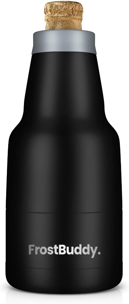 Frost Buddy Chubby Buddy Beer Bottle Cooler - Fits 12 oz Bottles (Black) | 20x colder, cold up to 24 hrs | World-first insulated beer bottle cooler
