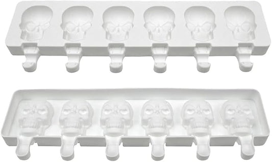 1 Pack Halloween Cute Skull Shape Popsicle Molds Silicone Ice Pop Molds 6 Cavities Popsicle Molds for Kids Adults Ice Cream Mold Cakesicles Mould DIY Popsicle Maker Homemade Popsicle Silicone Molds B