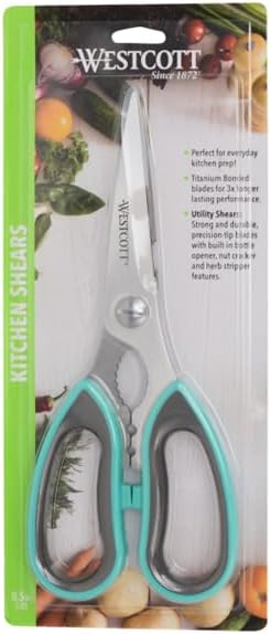 Westcott Titanium-Bonded Kitchen Shears - 8.5-Inch Durable and Versatile Utility Scissors with Soft Handle for Precise Cutting, Ideal for Cooking