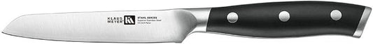 Klaus Meyer Stahl 3.5 inch Paring Knife High Carbon Exclusive German Steel Fruit Knife, Small Kitchen Knife with Ergonomic Handle (Black)