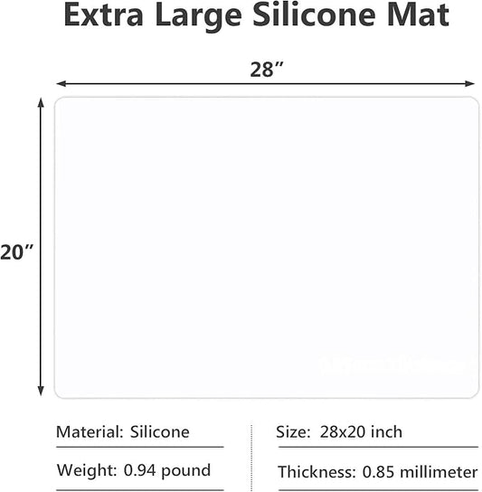 Extra Large Silicone Mats for Countertop, 28" by 20" Multipurpose Mat, Counter Table Protector, Desk Saver Pad, Placemat Nonstick Nonskid Heat-Resistant Pad, Semitransparent
