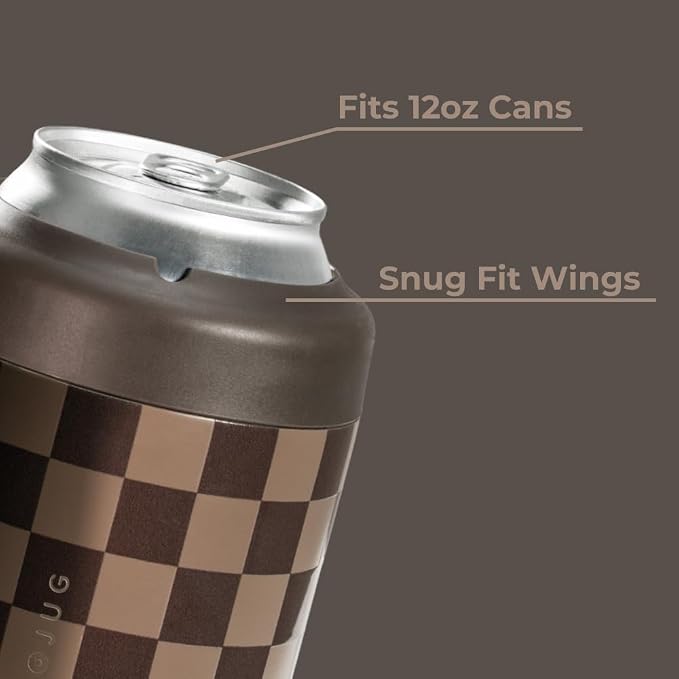 HydroJug Can Cooler 12 oz, Stainless Steel Can Holder, Autumn Checkers