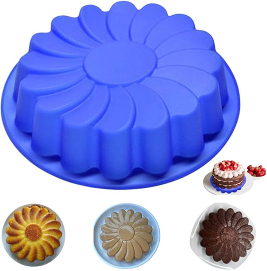 Jiareally Silicone Large Flower Cake Mould for Chocolate Jello Candy Silicone Baking Molds for Cakes,9 inch Non-Stick Fluted Tube Cake Pans