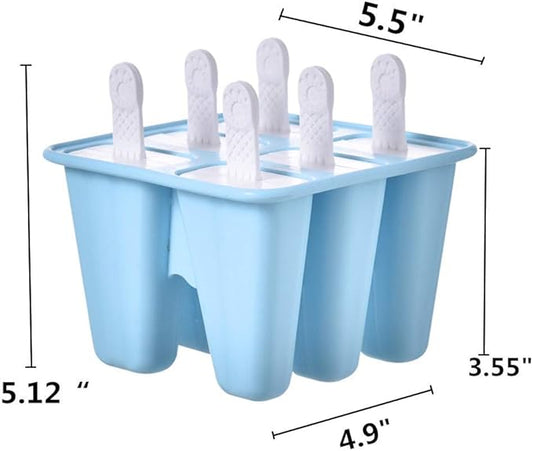 Popsicle Mould,Popsicle Maker Popsicle Molds 6 Pieces Silicone Ice Pop Molds BPA Free Popsicle Mold Reusable Easy Release Ice Pop Make (Blue)
