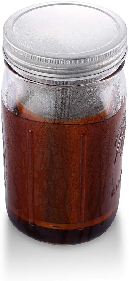 MODERNJOE'S Premium Cold Brew Coffee Filter for 2 Quart Wide Mouth Mason Jars. Cold Brew Coffee Maker. Perfect for Iced Coffee and Tea. Heavy Duty Gauge 100 Micron Mesh 304 Stainless Steel
