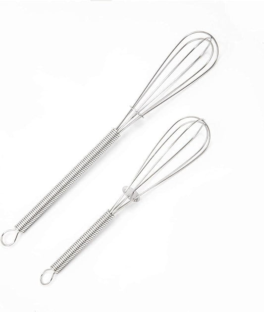 4 Pack Mini Wire Kitchen Whisks Small Egg Whisk Gravy Sauce Mini Whisk Silver-Each of 2PCS 5 Inches and 7 Inches