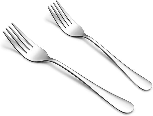 SANTUO Stainless Steel Forks Set, 10PCS 7.3" Salad Forks and 10PCS 6.7" Dessert Forks, Set of 20 Top Food Grade Silverware Forks, Mirror Polished & Dishwasher Safe