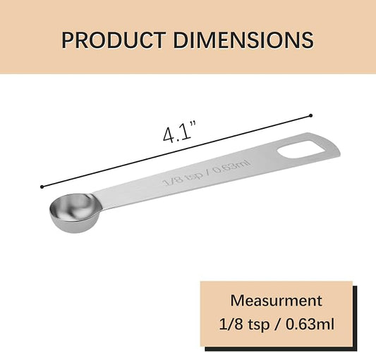 5PCS 1/8tsp (0.63ml) Single Measuring Spoon, Stainless Steel Individual Teaspoons Only