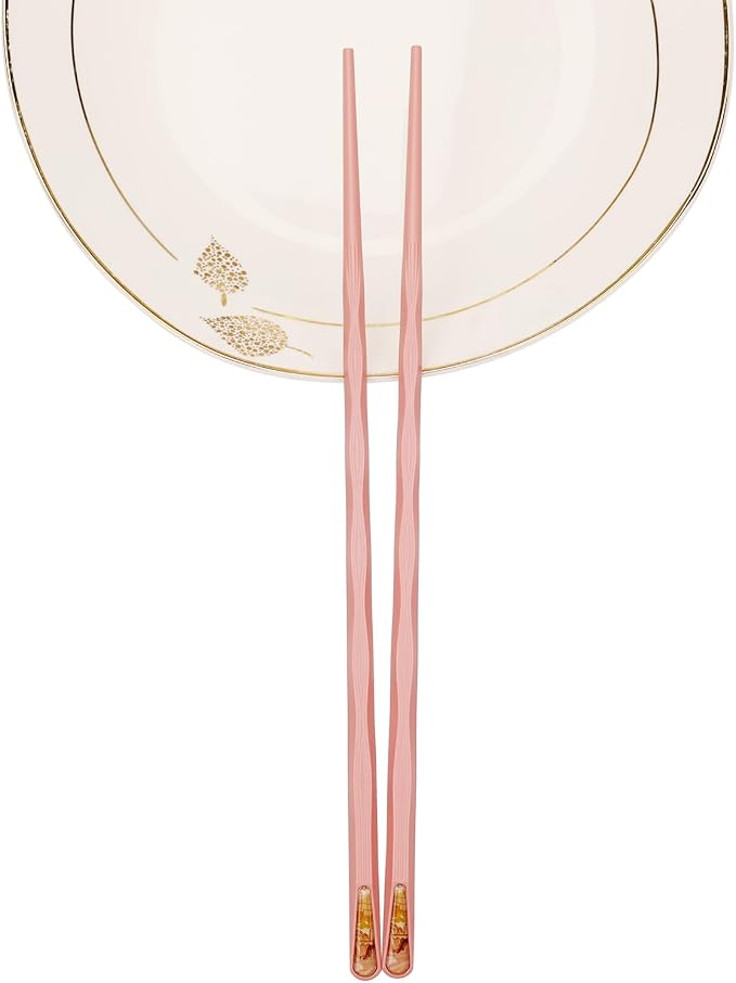 Reusable Fiberglass Chopsticks, 10 Pairs, Non-Slip, Dishwasher Safe (Wavy) | 9.5 Inch BPA-Free PET + Fiberglass, Heat Resistant To 120°C, For Sushi, Ramen, Noodles & Rice