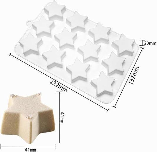 mostsom Silicone Mold Savarin Chocolate Molds Star Mountain Mousse Cake Mold DIY Bakeware Molds (C_8.88x5.48x0.8 inch)