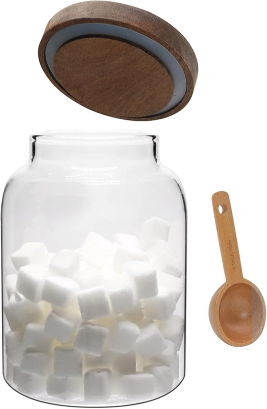Glass Storage Jar with Lids Thicken Glass Coffee Canister Borosilicate Glass Food Containers for Spice Ground Nut Pasta Sugar Candy Tea (1200ml/40oz-1pack-with spoon)