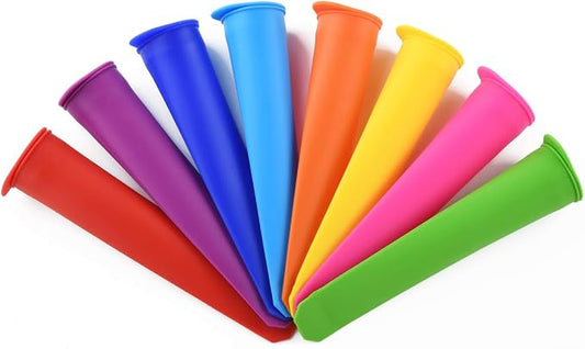Silicone Ice Pop Molds,Popsicle Maker Molds,8 Vibrant Colors,Set of 8