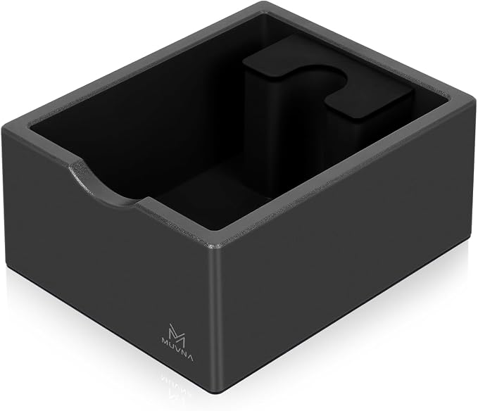 Espresso Knock Box with Coffee Brush, 15 Coffee Puck Container with Silicone Knock Bar, Anti-Slip Base & Tamping Station, Espresso Machine Accessory for Home Kitchen & Coffee Bar(Black)