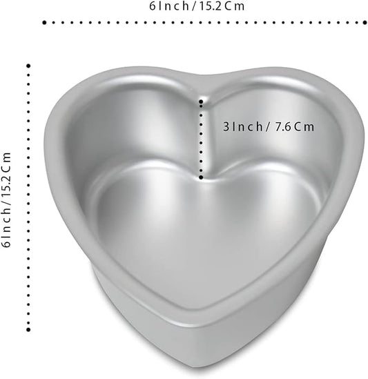 Heart-shaped cake pan, heart-shaped cake tin, aluminum, 6-inch heart-shaped-pan, for weddings, parties, family and other occasions cake (6 x 3 Inch,Set of 2)