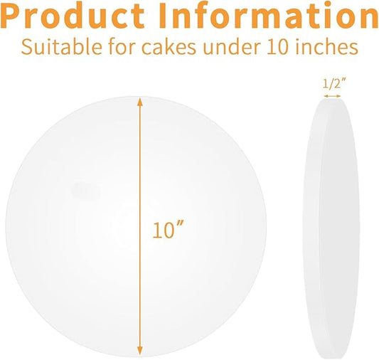 5packs Cake Boards 10 Inch Round,1/2" Thick Cake Drum, Cake Board Food Grade Cake Base, White Cake Cardboard Circles Bases para Pasteles for Wedding & Party & Pizza Desserts(10inch/5pcs)