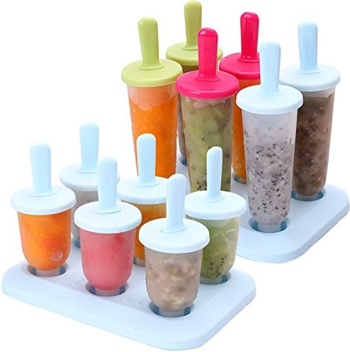 CHICHIC Popsicle Molds Ice Pop Makers Ice Pop Molds Ice Bar Maker Plastic Popsicle Mold, Kids Ice Cream Tray Holder Lolly Pops, Kitchen Supply(Mixed Large)