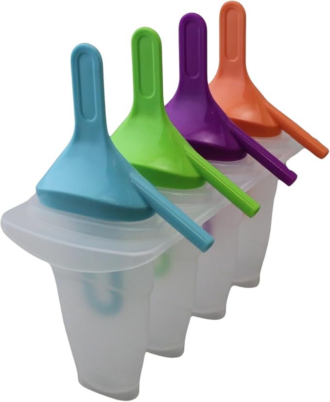 Popsicle Molds Ice Pop Maker with Straw – 4 Large BPA Free Popsicle Mold Set, Reusable Freezer Pop Maker for Juice Yogurt Fruit