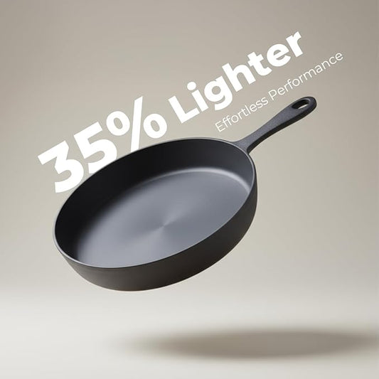 Flambo Skillet #10 - Naturally Non-Stick 10 Inch Pre-Seasoned Cast Iron Frying Pan - Smooth Nonstick Finish for Grilling, Frying, Sauteing, Searing, Baking - Use on Oven, Stove, Grill, or Campfire