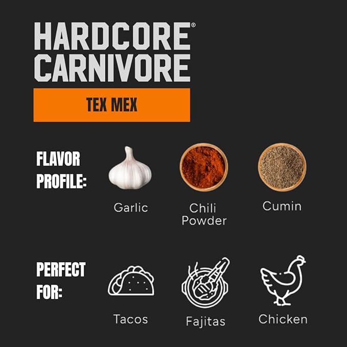Hardcore Carnivore Core Pack, BBQ Rub Seasonings, Set of 4 | Includes Black, Red, Tex Mex and Sweet BBQ rubs. Four signature Texas flavors, gluten free with no MSG or artificial colors.