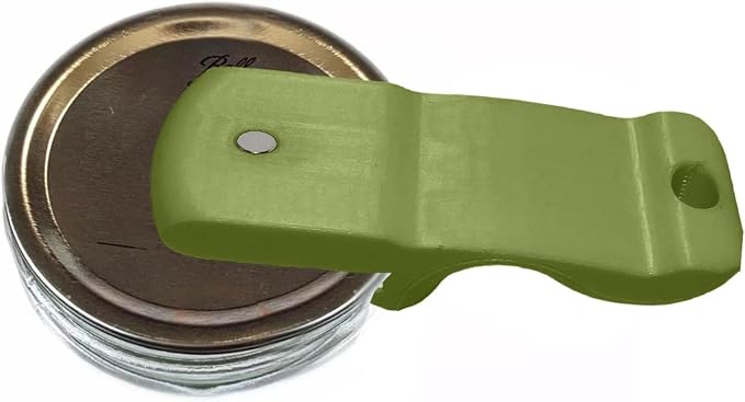 Mason Jar Opener and Canning Tool, Compatible with Mason Jar Lids, Releases Vacuum Seal on Wide Mouth and Regular Mouth, Magnetic Lid Lifter for Canning, Pickling (Military Green)