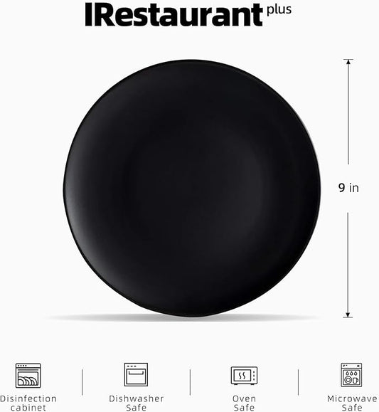 Stoneware Coupe Commercial Grade Dinnerware, Matte Black, Plate 9", Case of 24