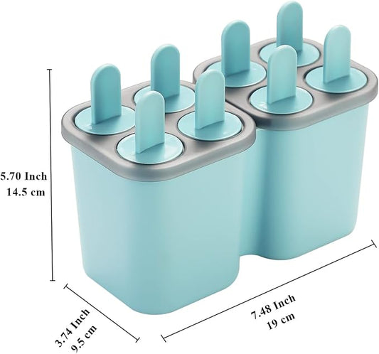 HOMQUEN Popsicles Molds, 8 Piece Ice Pop Mold, Reusable Easy Release Ice Cream Mold for kids, Many Shapes Homemade Popsicle Molds, DIY Popsicle Maker, BPA Free (8 Cavities-Blue)