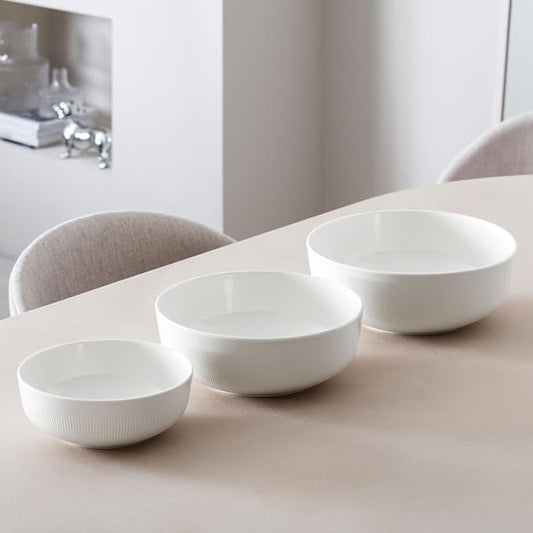 Villeroy & Boch Afina Gourmet Large Serving Bowl, Premium Porcelain, Made in Germany, Dishwasher and Microwave Safe, 10.25x 10.25x 4 in, Stackable, White