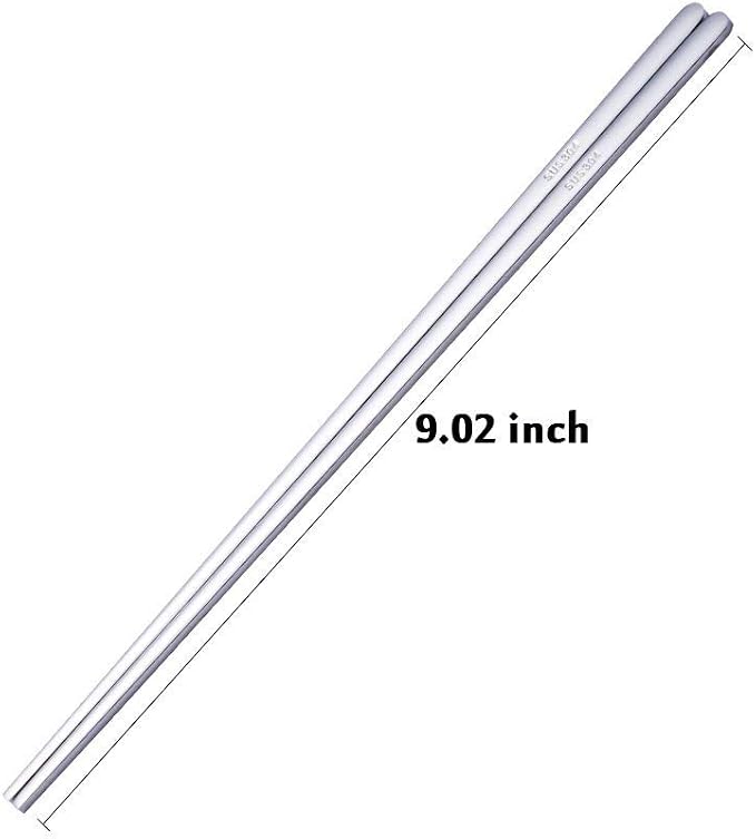 Buyer Star 5 Pairs Silver Flat Chopsticks - Reusable Metal Stainless Steel Chinese Chopsticks Set with Case