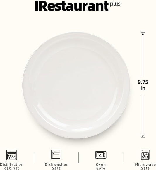 Stoneware Narrow Rim Commercial Grade Dinnerware America White, Plate 9 5/8", Case of 24