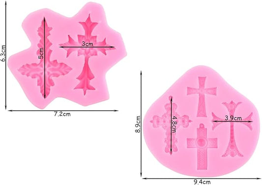 Cross Molds Silicone,2 Pcs Baptism Cake Decorations Cross Cake Mold Cross Mold Baptism Cake Toppers for Baptism Party Supplies