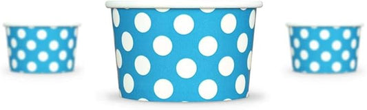 UNIQ 1000-Count 4 oz Polka Dot Paper Ice Cream Cups Blue Color | Disposable Dessert Bowls in Multiple Colors | Frozen Dessert Supplies